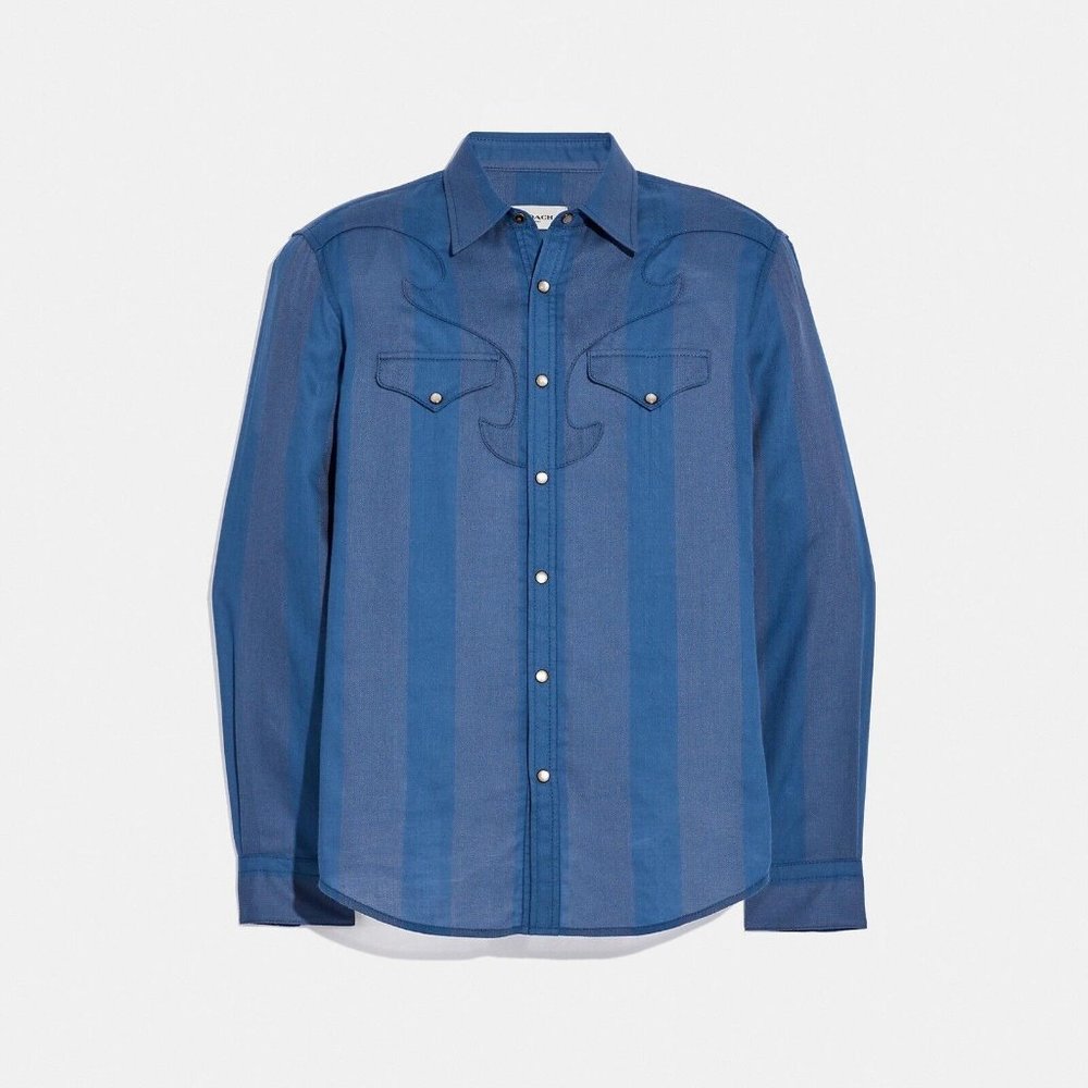 COACH 2XL Long Sleeve Pearl Snap Western Rodeo Cowboy Shirt $250 NWT (A4)